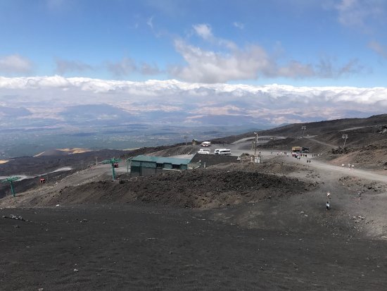 etna cablecar station at 2.800m on the sea