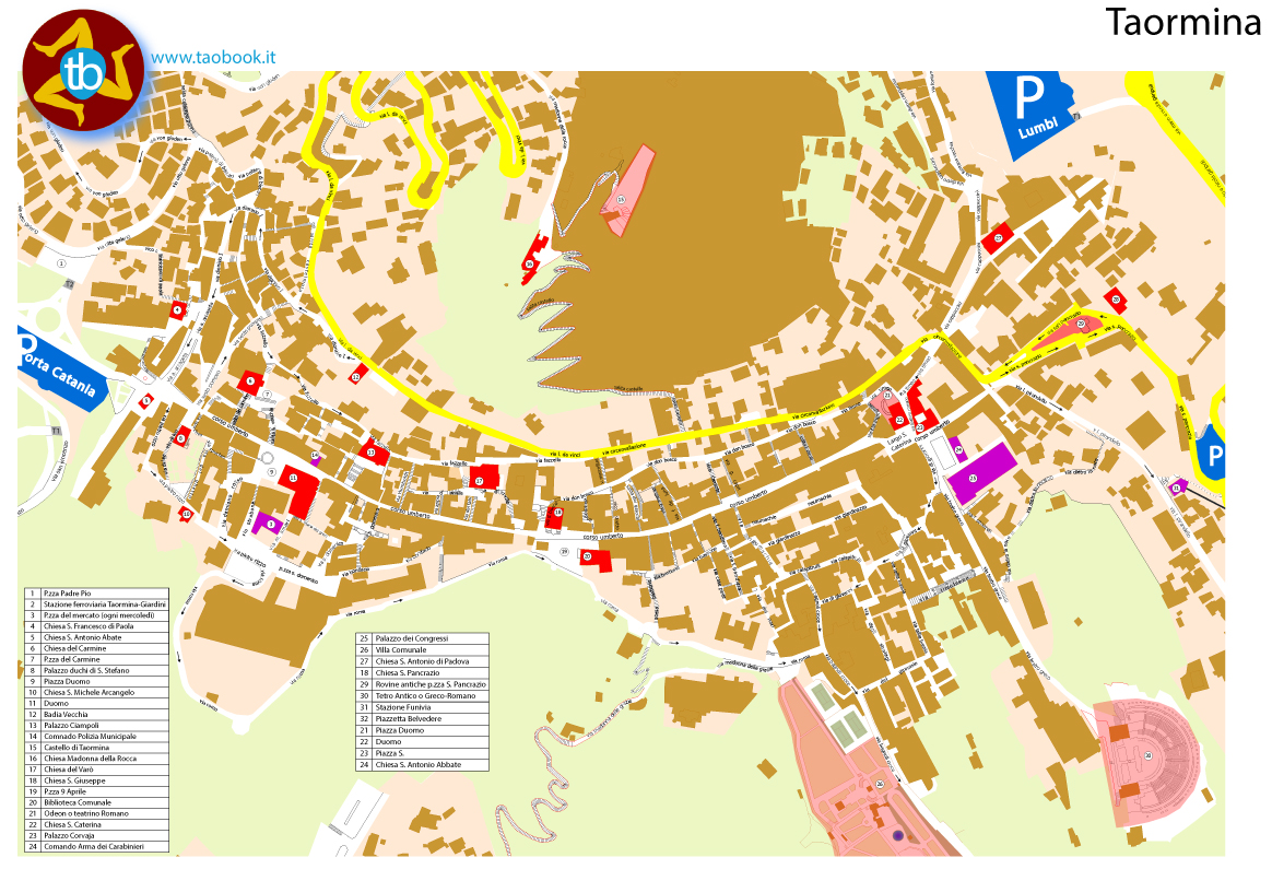 taormina map tourist