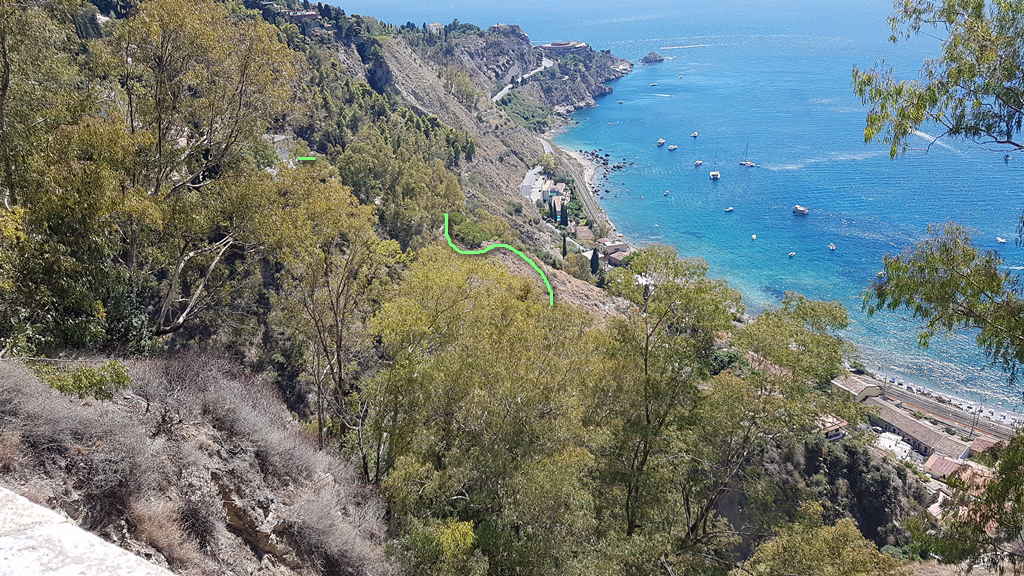 percorso visto da taormina