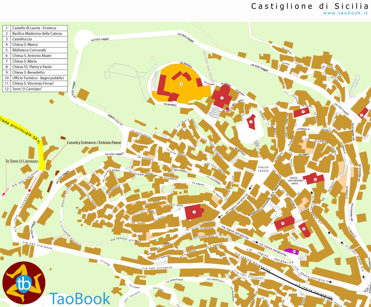 mappa cartacea di castiglione di sicilia